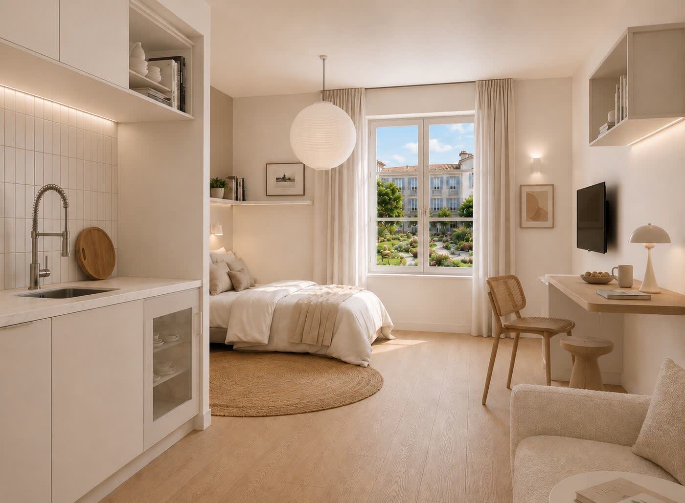Ambiance Beige & Blanc — vue incarnée du studio